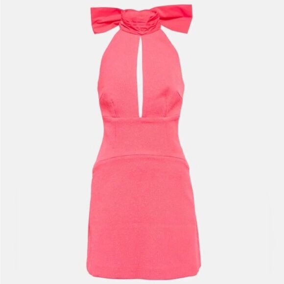 Rebecca Vallance- Caitlin Coral Halter Crepe Minidress NWT size 4 $530 - Picture 4 of 8